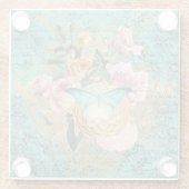 ヴィンテージフローラとバタフライブーケ ガラスコースター (裏面)