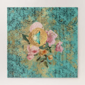 ヴィンテージフローラとバタフライブーケ ジグソーパズル (横)