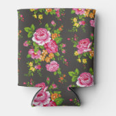 ヴィンテージフローラとピンクのバラ 缶クーラー (正面)
