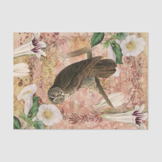 ヴィンテージフローラとフクロウ 薄葉紙 (正面)