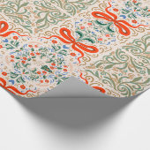 ヴィンテージフローラとリボン付きパタエレガントーン ラッピングペーパー (角)
