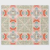 ヴィンテージフローラとリボン付きパタエレガントーン ラッピングペーパー (フラット)