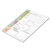 ヴィンテージフローラと木材「FOR ME」 5 Plus 1成功 ノートパッド (アングル)