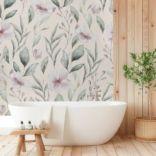 ヴィンテージフローラと葉パターン 壁紙