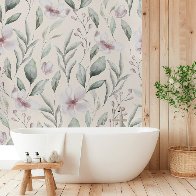 ヴィンテージフローラと葉パターン 壁紙 (クリエイターアップロード済み)