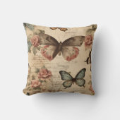 ヴィンテージフローラと蝶装飾用クッション クッション (正面)