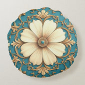 ヴィンテージフローラと金ゴールドトリム ラウンドクッション (裏面)