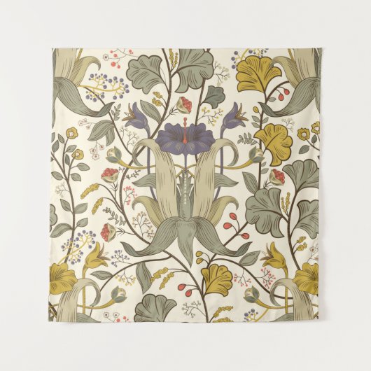 ヴィンテージフローラのシームレスなパターン。レトロ遊び タペストリー (正面)