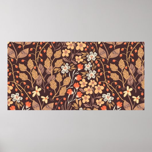 ヴィンテージフローラのシームレスな紅葉 ポスター (正面)