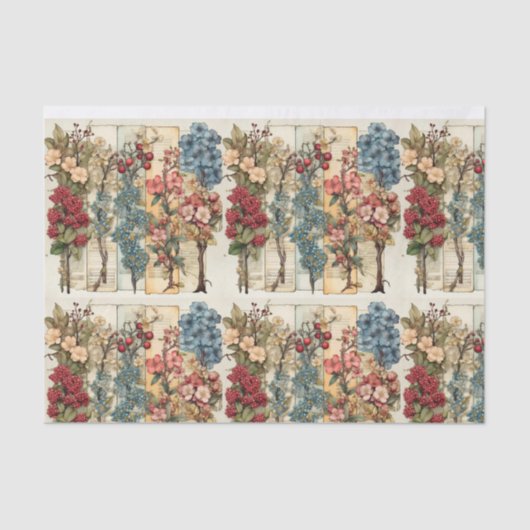 ヴィンテージフローラのバックグラウンドのコラージュとデコページ 薄葉紙 (正面)