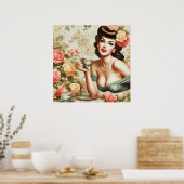 ヴィンテージフローラのピンアップ ポスター (キッチン)