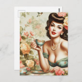 ヴィンテージフローラのピンアップ ポストカード (正面/裏面)