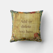 ヴィンテージフローラのフレームが汚れた粗い茶色のパーチ クッション (裏面)