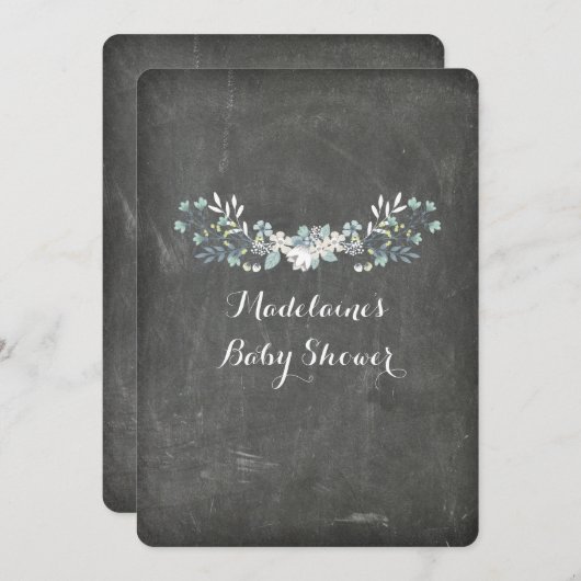 ヴィンテージフローラのベビーシャワー招待状 招待状 (正面/裏面)