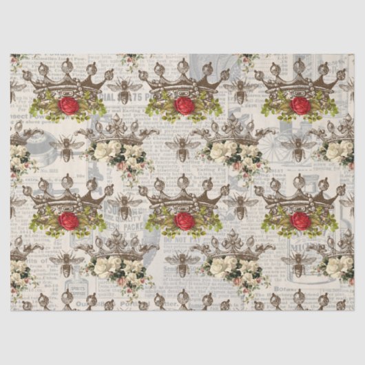 ヴィンテージフローラの冠とミツバチの分離 薄葉紙 (正面)