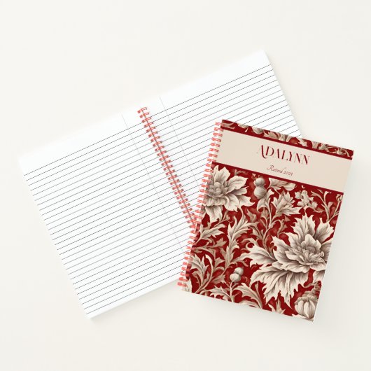 ヴィンテージフローラの引退用ギフトお母さん赤 ノートブック (内部)