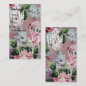 ヴィンテージフローラの椅子付き壁紙及びシャンデリア 名刺 (正面/裏面)