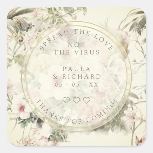 ヴィンテージフローラの植物性結婚パンデミックのゲルハンド スクエアシール (正面)