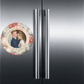 ヴィンテージフローラの結婚した最初のクリスマス写真 マグネット