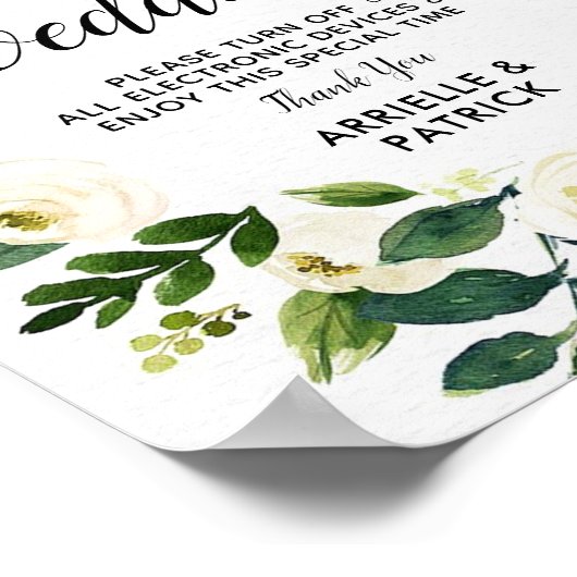 ヴィンテージフローラの緑が詰ま結婚っていない兆候 ポスター (角)