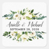 ヴィンテージフローラの緑の庭園の結婚式の恩恵 スクエアシール (正面)