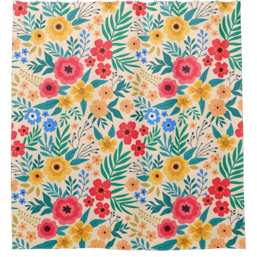 ヴィンテージフローラの背景シームレスなヴィンテージパターン シャワーカーテン (正面)