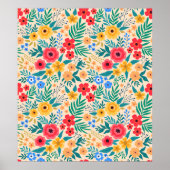 ヴィンテージフローラの背景。シームレスなヴィンテージパターン ポスター (正面)