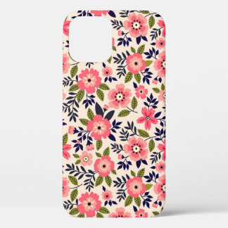 ヴィンテージフローラの背景、ディティなピンクの花。 iPhone 12ケース