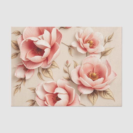 ヴィンテージフローラの背景（Camelliasを使用） 薄葉紙 (正面)