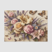 ヴィンテージフローラの花束と蝶のデコページ 薄葉紙 (正面)