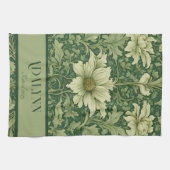 ヴィンテージフローラの退役祝いプレゼントお母さんグリーン キッチンタオル (横)