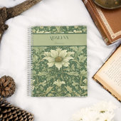 ヴィンテージフローラの退役祝いプレゼントお母さんグリーン ノートブック