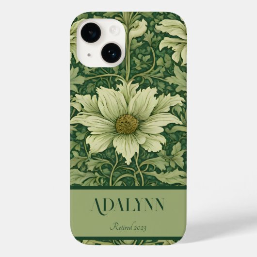ヴィンテージフローラの退役祝いプレゼントお母さんグリーン Case-Mate iPhoneケース (裏面)