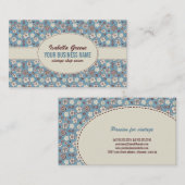 ヴィンテージフローラの青パターン 名刺 (正面/裏面)