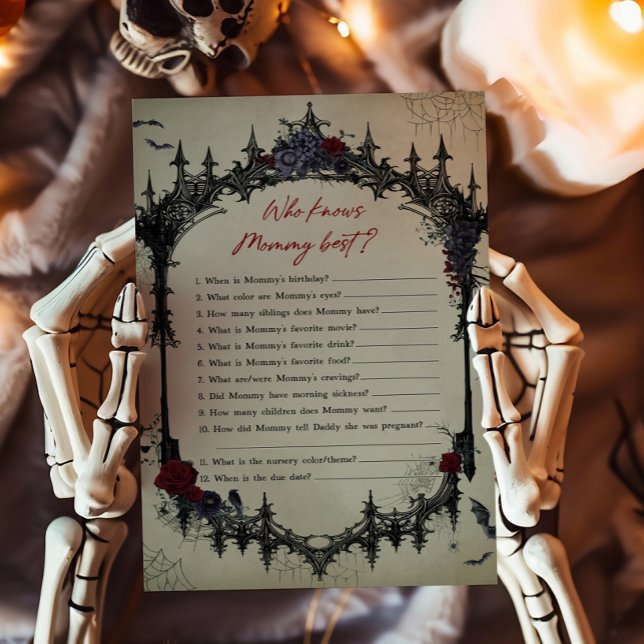 ヴィンテージフローラはモーミーゲームを知っているゴシッ最高のクス (Vintage Gothic Baby Shower Who knows Mommy Best Game)