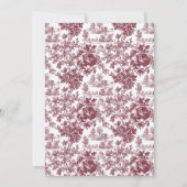 ヴィンテージフローラは日付を保存 – Burgundy Toile セーブザデート (裏面)