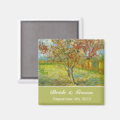 ヴィンテージフローラは日付結婚を保存する。 マグネット (正面/裏面)