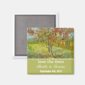 ヴィンテージフローラは日付結婚を保存する。 マグネット (正面/裏面)