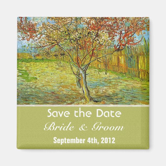 ヴィンテージフローラは日付結婚を保存する。 マグネット (正面)