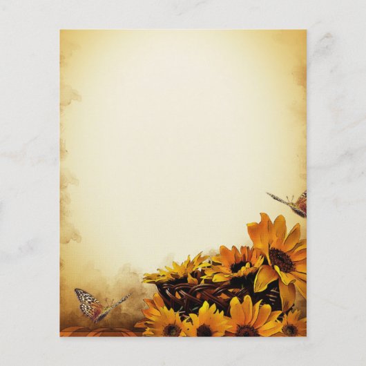 ヴィンテージフローラひまわり予算結婚式招待状 (裏面)