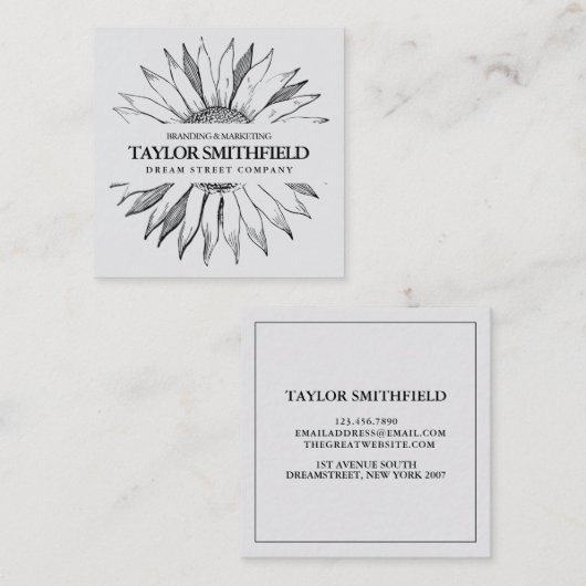 ヴィンテージフローラひまわり名刺 スクエア名刺 (正面/裏面)