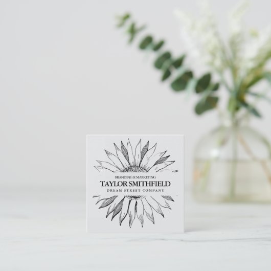 ヴィンテージフローラひまわり名刺 スクエア名刺 (スタンド正面)