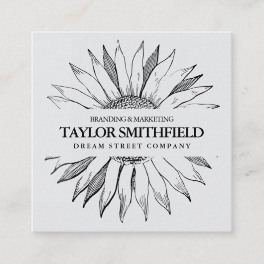 ヴィンテージフローラひまわり名刺 スクエア名刺 (正面)