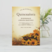 ヴィンテージフローラひまわり15誕生日キンセアニェラ 招待状 (スタンド正面)