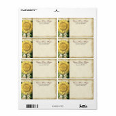 ヴィンテージフローラひまわり – 秋秋の結婚式 ラベル (フルシート)