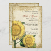 ヴィンテージフローラひまわり – 秋秋の結婚式 招待状 (正面/裏面)