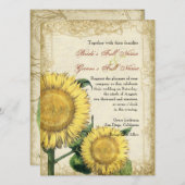 ヴィンテージフローラひまわり – 秋秋の結婚式 招待状 (正面/裏面)