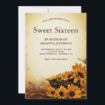 ヴィンテージフローラひまわりSweet sixteen 招待状<br><div class="desc">ヴィンテージのパーチメントの背景にエレガントひまわりの花や蝶でいっぱいのバスケットを備えたこのsweet sixteen招待でゲストを驚かせなさい。単にイベント詳細をこの使い慣れた簡単テンプレートに追加し、簡単に招待できるようにする。</div>