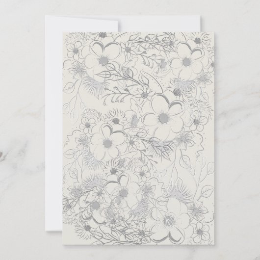 ヴィンテージフローラほこりっぽいブルーウェディング招待 招待状 (裏面)