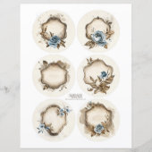 ヴィンテージフローラほこりっぽい青いエフェメララベルセット (正面)